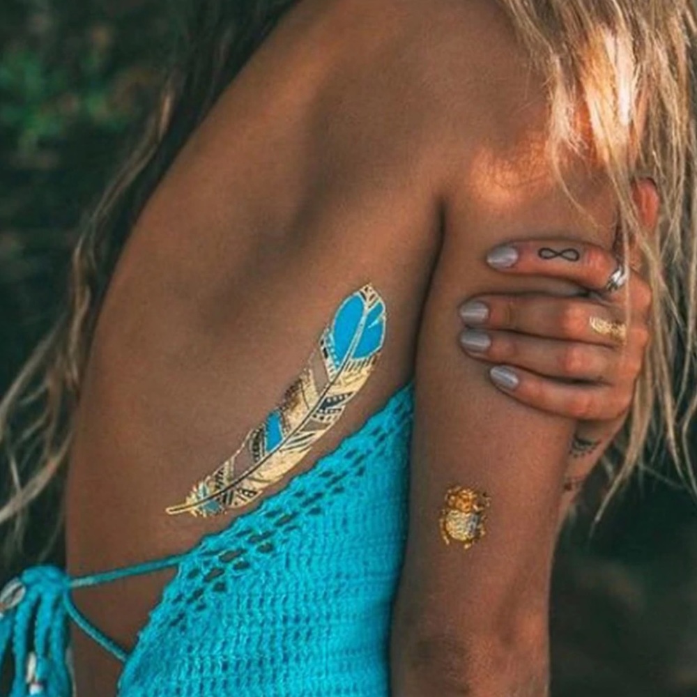 4 Sheets Boho Festival Temporary Metallic Flash Tattoos - Picture 13 of 16